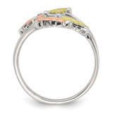 Sterling Silver Rhod-pltd w/12K Accents Black Hills Leaves Bypass Ring - QB-D6BE8A8C-4742