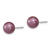Sterling Silver Rh-pl 8-9mm Plum/Wht Imitat Shell Pearl Post 3 Earring Set