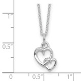 Sterling Silver RH-plated  Intertwined Heart 16in w/2in ext Necklace