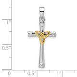 Sterling Silver RH-plated & Gold-plated CZ Cross with Celtic Cross Pendant
