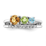 Sterling Silver RH-plated .95t.w. CI/PE/BT/WT Circle ByPass Ring - QR-BB5FB940-3165