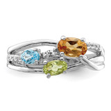 Sterling Silver RH-plated 1.09t.w. CI/PE/LSBT/WT Ring - QR-D76D727F-2732