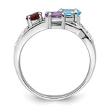 Sterling Silver RH-plated 1.15t.w. BT/AM/GA/WT Oval Ring - QR-E3DFE1CE-5377