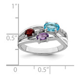 Sterling Silver RH-plated 1.15t.w. BT/AM/GA/WT Oval Ring - QR-E3DFE1CE-5377