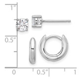Sterling Silver RH-plated 2.5mm Huggie Hoops/5mm CZ Stud Earrings Set