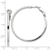 Sterling Silver RH-plated 2x40mm Omega Back Round Hoop Earrings