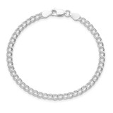Sterling Silver RH-plated 3.5mm Solid Double Link Charm Child's Bracelet - QC-7D054C71-4255