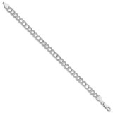 Sterling Silver RH-plated 6mm Solid Double Link Charm Bracelet - QG-8EECAE36-9962