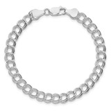 Sterling Silver RH-plated 6mm Solid Double Link Charm Bracelet - QG-8EECAE36-9962