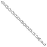 Sterling Silver RH-plated 7.75mm Solid Double Link Charm Bracelet - QG-F40B7313-9475