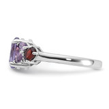 Sterling Silver Rh-plated Amethyst Pk Quartz Garnet and White Topaz Ring - QR-3284A2E2-4076