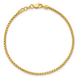 14K 8 inch 1.75mm Semi-Solid Round Box with Lobster Clasp Bracelet