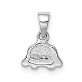 Sterling Silver RH-plated Black/White Enameled Puppy Children's Pendant