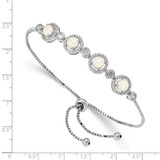 Sterling Silver RH-plated Created Opal and CZ Adjustable Bracelet - QG-3EAE9356-8479