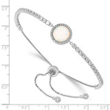 Sterling Silver RH-plated Created Opal and CZ Adjustable Bracelet - QG-78BAFF06-4649