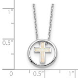 Sterling Silver RH-plated Created Opal Inlay Cross 16in w/2in ext Necklace