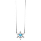 Sterling Silver RH-plated Crystal Snowflake w/2in ext Necklace