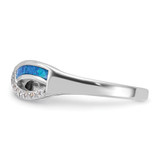 Sterling Silver RH-plated CZ and Blue Cr. Opal Inlay Infinity Symbol Ring - QR-0997E4DD-2107