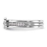 Sterling Silver RH-plated CZ Butterfly Ring with Two Plain Bands 3 Ring Set - QR-6E67095C-8127