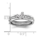 Sterling Silver RH-plated CZ Butterfly Ring with Two Plain Bands 3 Ring Set - QR-D9D620AA-4138