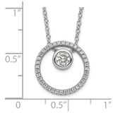 Sterling Silver RH-plated CZ Circle w/1in. Ext. Necklace