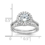 Sterling Silver RH-plated CZ Halo Engagement Ring and Eternity Band Set - QR-88388CFC-9771