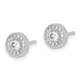 Sterling Silver RH-plated CZ Post Earrings and 16in Necklace w/2in ext Set