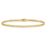 14K 8 inch 2.2mm Flat Beveled Curb with Lobster Clasp Bracelet