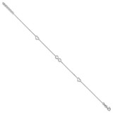 Sterling Silver Rh-plated Heart/Infinity Symbol 9in Plus 1in ext. Anklet