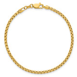 14K 8 inch 2.45mm Semi-Solid Round Box with Lobster Clasp Bracelet