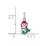 Sterling Silver RH-plated Multi-color Enamel Mermaid Children's Pendant