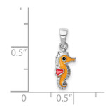 Sterling Silver RH-plated Multi-color Enamel Seahorse Children's Pendant
