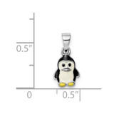Sterling Silver RH-plated Multi-color Enameled Penguin Children's Pendant