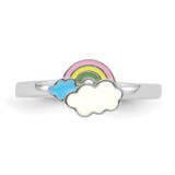 Sterling Silver RH-plated Multi-color Enameled Rainbow Children's Ring - QR-1E76EDA0-7675