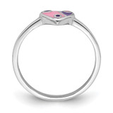 Sterling Silver RH-plated Pink & Purple Enameled Heart Children's Ring - QR-213D7898-8469