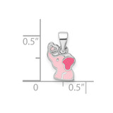 Sterling Silver RH-plated Pink Enamel & CZ Elephant Children's Pendant