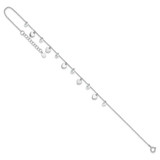 Sterling Silver RH-plated Polish and Brushed Heart CZ 8.75in Plus 1inExt An