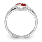 Sterling Silver RH-plated Polished & Red Enameled Heart Children's Ring - QR-92332311-5663