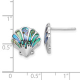 Sterling Silver Rh-plated Polished Abalone Shell Post Earrings