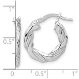Sterling Silver RH-plated Polished and Textured Twisted Hoop Earrings - QE-196F7A53-7770