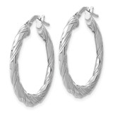 Sterling Silver RH-plated Polished and Textured Twisted Hoop Earrings - QE-77F5D5A9-9913