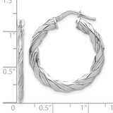 Sterling Silver RH-plated Polished and Textured Twisted Hoop Earrings - QE-77F5D5A9-9913