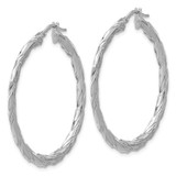 Sterling Silver RH-plated Polished and Textured Twisted Hoop Earrings - QE-996E3085-8121