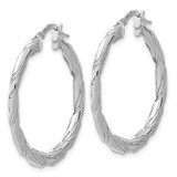 Sterling Silver RH-plated Polished and Textured Twisted Hoop Earrings - QE-AD59DC55-9403