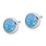 Sterling Silver RH-plated Polished Blue Created Opal Round Stud Earrings - QE-9EF131C9-5957