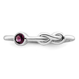 Sterling Silver RH-plated Polished Circle Rhodolite Garnet Infinity Ring - QB-105C15E8-9839