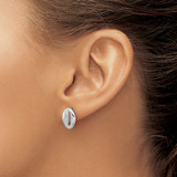 Sterling Silver Rh-plated Polished Cowrie Shell Post Earrings