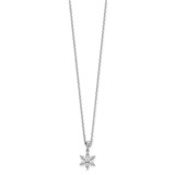 Sterling Silver RH-plated Polished CZ Snowflake w/2in Ext. Necklace