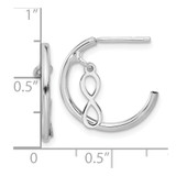 Sterling Silver Rh-plated Polished Infinity Dangle J-Hoop Post Earrings