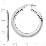 Sterling Silver RH-plated Polished Knife Edge 2mm Round Hoop Earrings